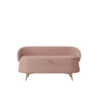 Banc de rangement en tissu peluche avec pieds en métal, tabouret rectangulaire multifonctionnel