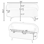 Banc de rangement en tissu peluche avec pieds en métal, tabouret rectangulaire multifonctionnel