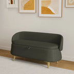 Banc de rangement en tissu peluche avec pieds en métal, tabouret rectangulaire multifonctionnel