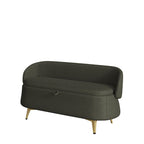 Banc de rangement en tissu peluche avec pieds en métal, tabouret rectangulaire multifonctionnel