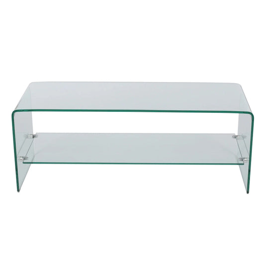 Clear 39.37  TV Stand with Open Back Design and Glass Shelf for TVs Up to 39
