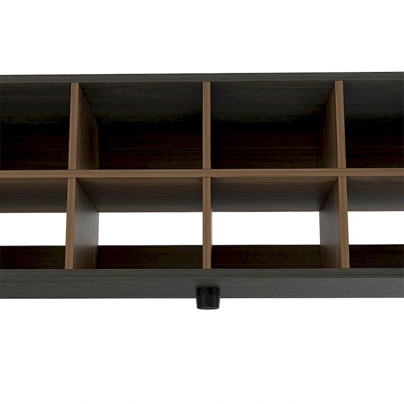 Étagère à chaussures 8 cubes bicolore, finition expresso carbonisé et acajou