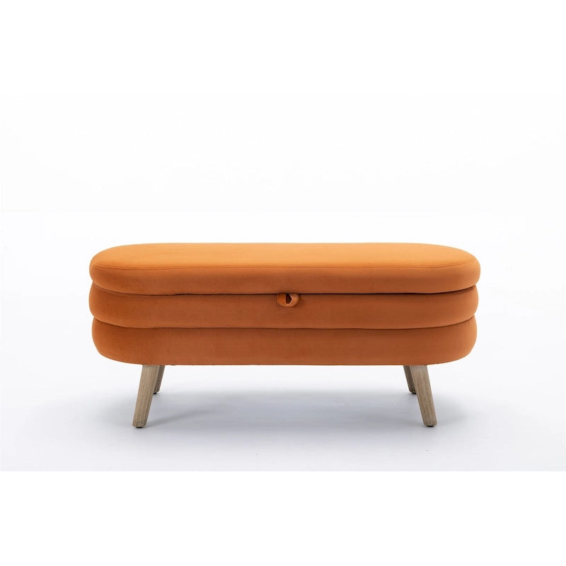 Banc de rangement en velours avec espace de rangement interne, capitonné, capacité de 136 kg