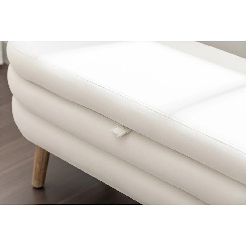 Banc de rangement en velours avec espace de rangement interne, capitonné, capacité de 136 kg
