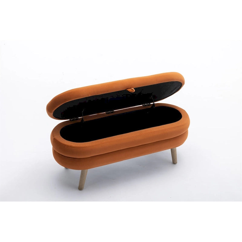 Banc de rangement en velours avec espace de rangement interne, capitonné, capacité de 136 kg
