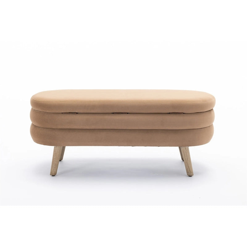 Banc de rangement en velours avec espace de rangement interne, capitonné, capacité de 136 kg