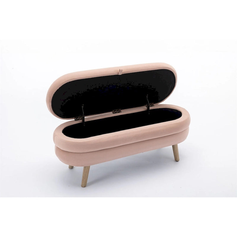 Banc de rangement en velours avec espace de rangement interne, capitonné, capacité de 136 kg