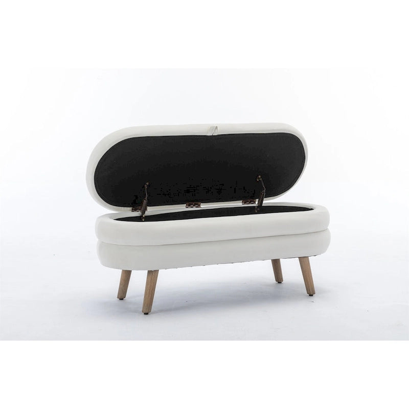 Banc de rangement en velours avec espace de rangement interne, capitonné, capacité de 136 kg
