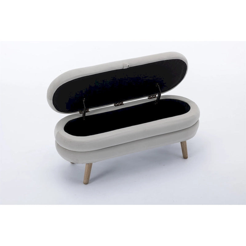 Banc de rangement en velours avec espace de rangement interne, capitonné, capacité de 136 kg