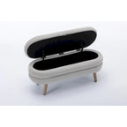 Banc de rangement en velours avec espace de rangement interne, capitonné, capacité de 136 kg