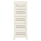 Meuble à 5 tiroirs crème, style côtier antique, bois de pin, 17L x 13P x 47H