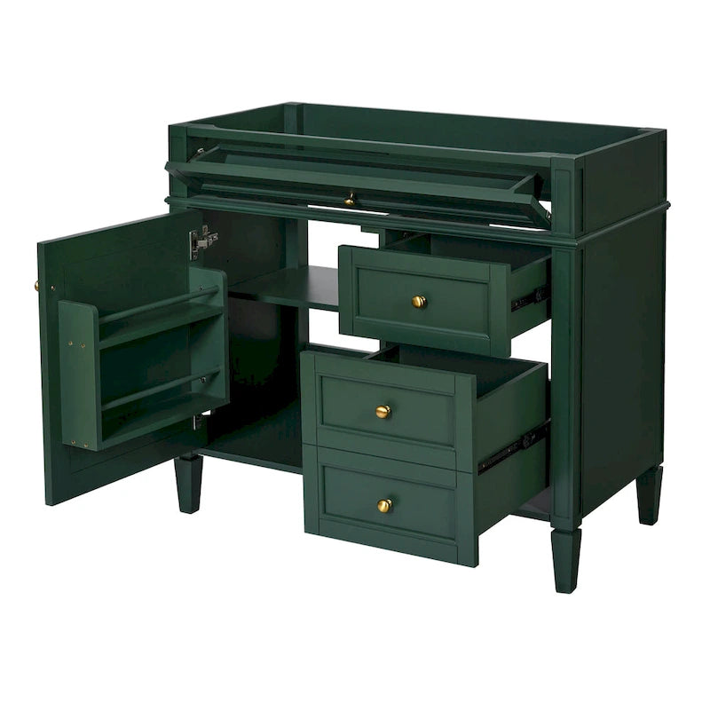 36 Bathroom Vanity without Top Sink, Modern Bathroom Storage Cabinet with 2 Drawers and a Tip-out Drawer, Solid Wood Frame