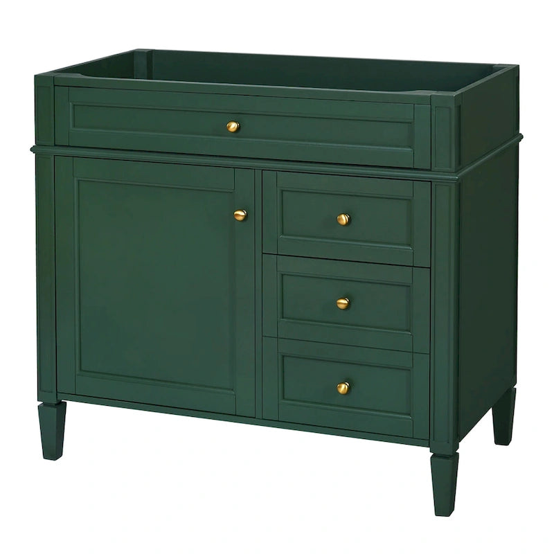 Meuble-lavabo de salle de bain 36" sans lavabo, 2 tiroirs, tiroir basculant et cadre en bois massif