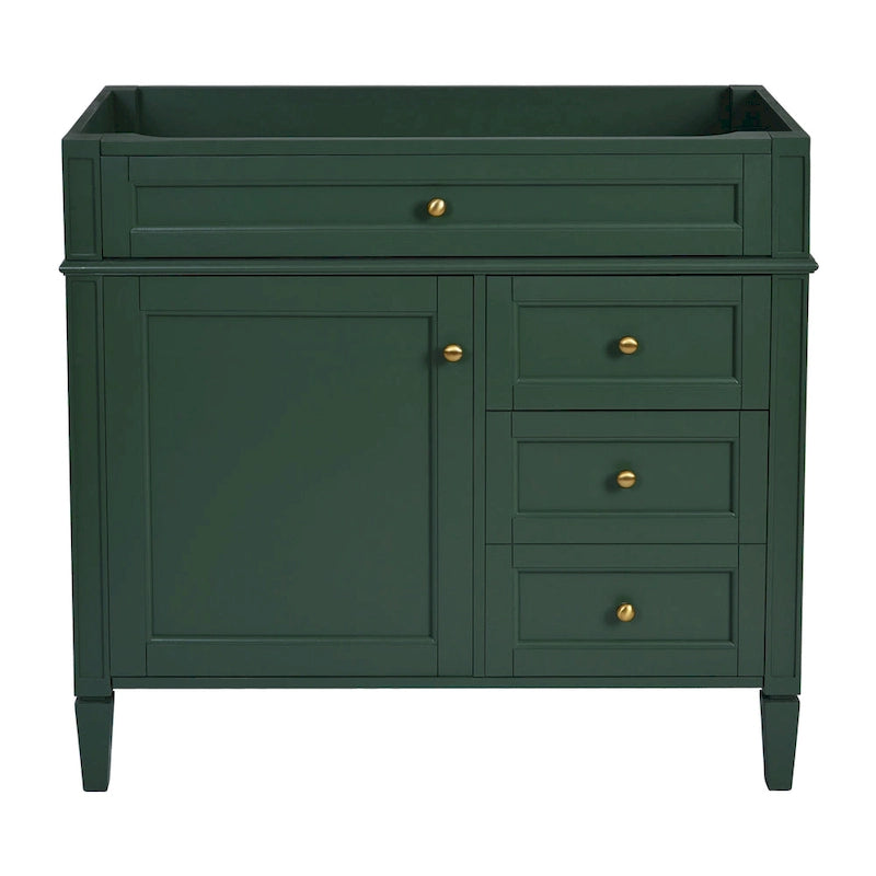 Meuble-lavabo de salle de bain 36" sans lavabo, 2 tiroirs, tiroir basculant et cadre en bois massif