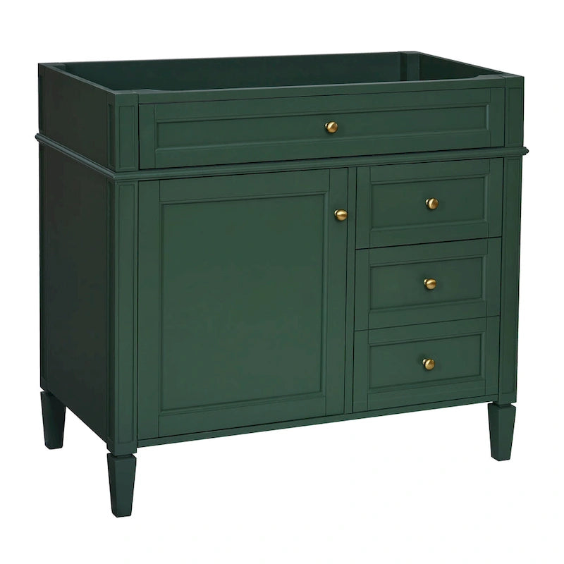 Meuble-lavabo de salle de bain 36" sans lavabo, 2 tiroirs, tiroir basculant et cadre en bois massif