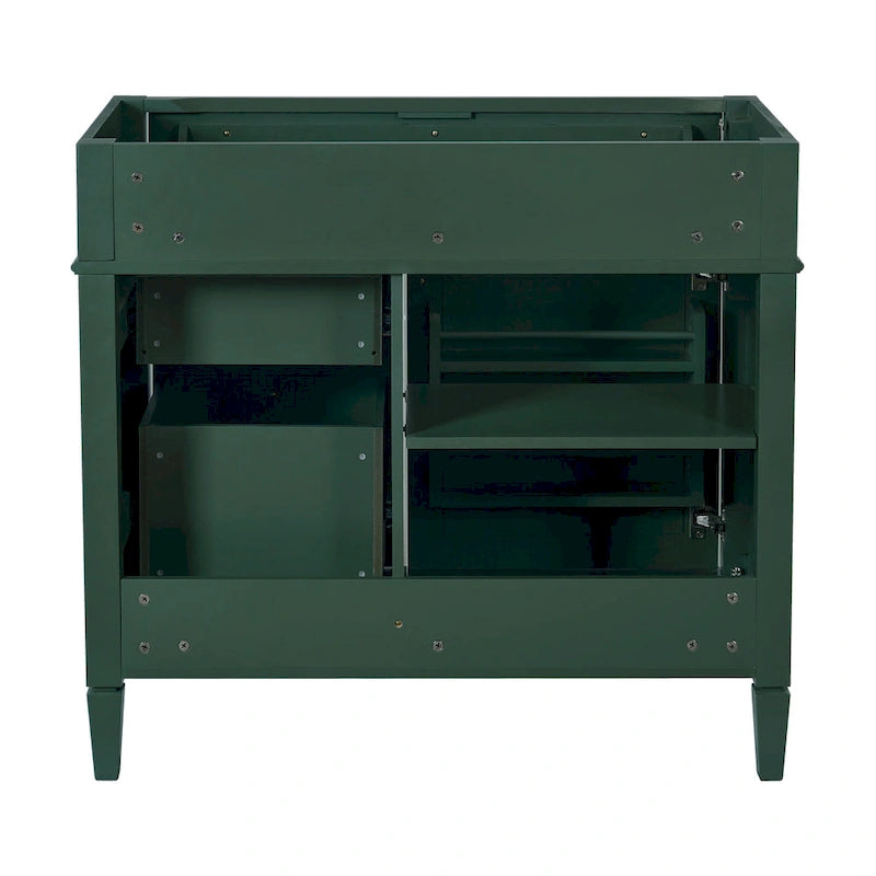 Meuble-lavabo de salle de bain 36" sans lavabo, 2 tiroirs, tiroir basculant et cadre en bois massif