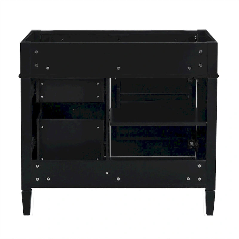 Meuble-lavabo de salle de bain 36" sans lavabo, 2 tiroirs, tiroir basculant et cadre en bois massif