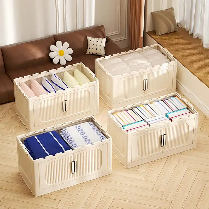Meuble de rangement pliable à roulettes de 50 cm de large, multicouche, en PP