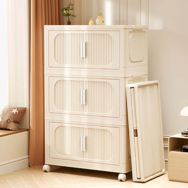 Meuble de rangement pliable à roulettes de 50 cm de large, multicouche, en PP