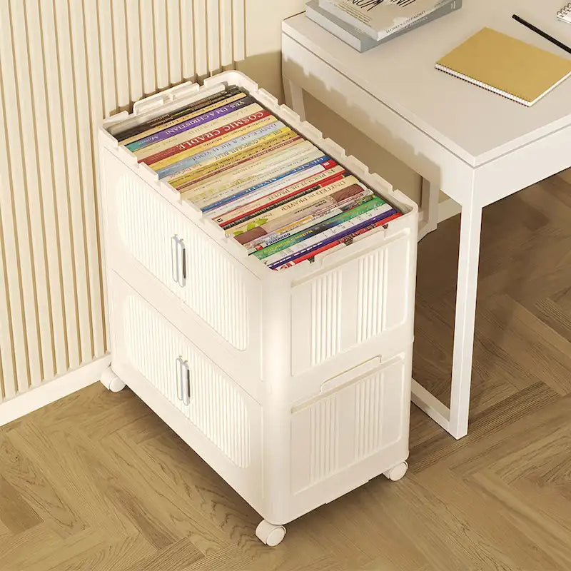 Meuble de rangement pliable à roulettes de 50 cm de large, multicouche, en PP