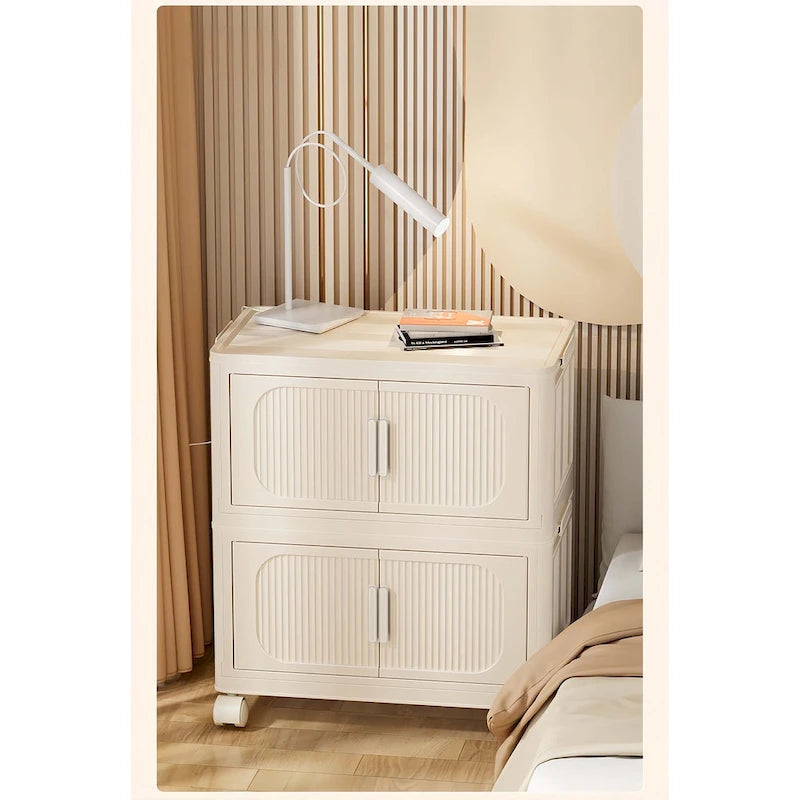 Meuble de rangement pliable à roulettes de 50 cm de large, multicouche, en PP