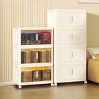 Meuble de rangement pliable à roulettes de 50 cm de large, multicouche, en PP