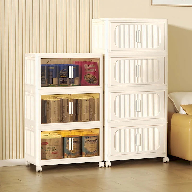 Meuble de rangement pliable à roulettes de 50 cm de large, multicouche, en PP
