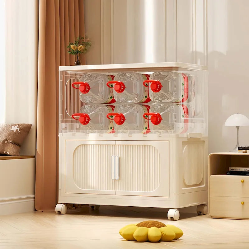 Meuble de rangement pliable à roulettes de 50 cm de large, multicouche, en PP