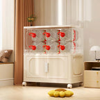 Meuble de rangement pliable à roulettes de 50 cm de large, multicouche, en PP