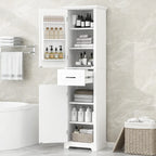Meuble haut de salle de bain avec 2 portes, étagères réglables et étagère de porte