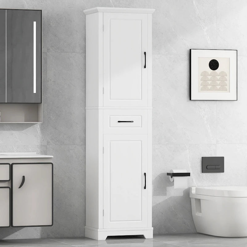 Meuble haut de salle de bain avec 2 portes, étagères réglables et étagère de porte