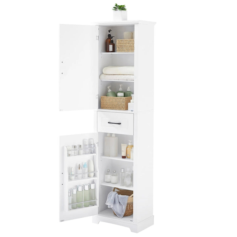 Meuble haut de salle de bain avec 2 portes, étagères réglables et étagère de porte