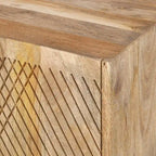 Meuble bas d'appoint cannelé 28W avec étagère réglable, bois de manguier