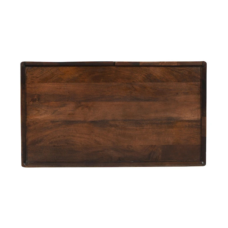 Meuble bas d'appoint cannelé 28W avec étagère réglable, bois de manguier