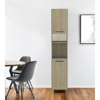Placard de rangement garde-manger gris et bois de chêne de 82", 15,75 l x 13,58 P