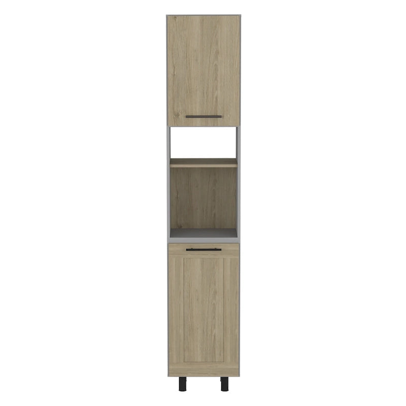 Placard de rangement garde-manger gris et bois de chêne de 82", 15,75 l x 13,58 P