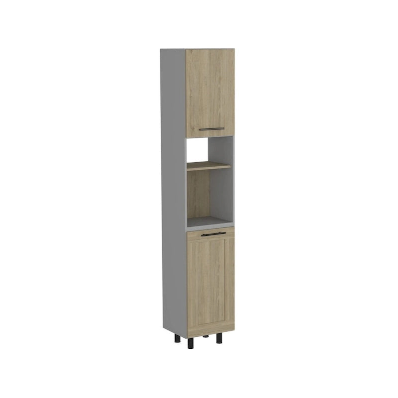 Placard de rangement garde-manger gris et bois de chêne de 82", 15,75 l x 13,58 P