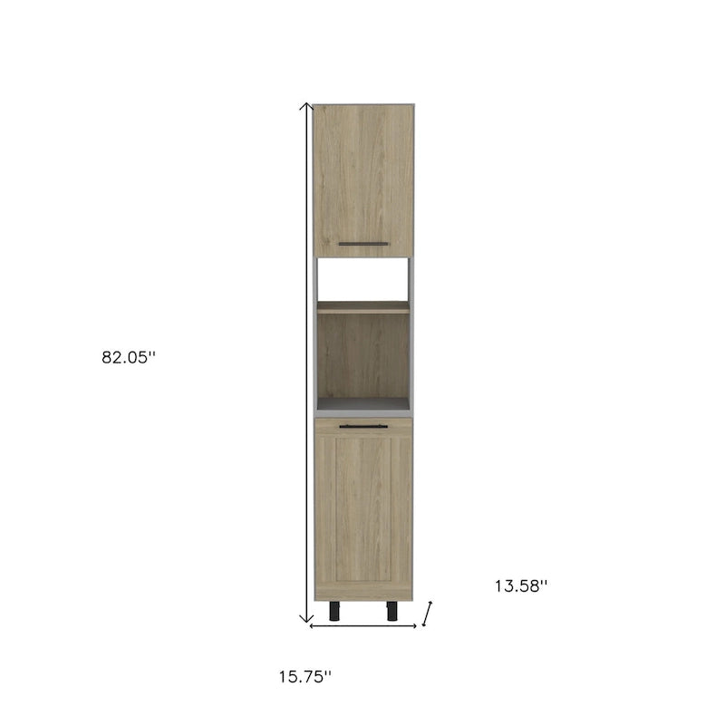 Placard de rangement garde-manger gris et bois de chêne de 82", 15,75 l x 13,58 P
