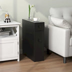 Meuble de Salle de Bain Étroit avec Dessus Relevable, Tiroir et 3 Étagères Coulissantes, Noir