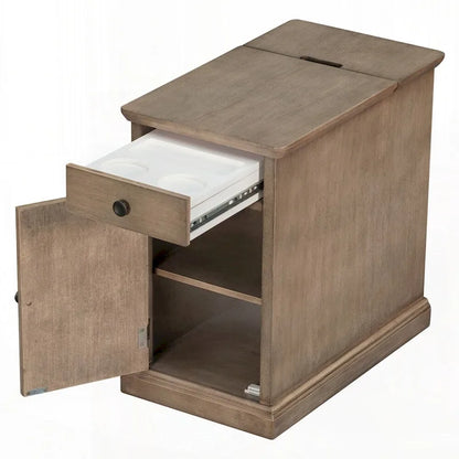 End Table Side Table with USB Ports and One Multifunctional Drawer with cup holders