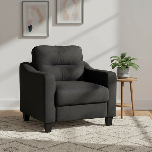 Black Modern 32.2  Upholstered Accent Chair with Sturdy Hardwood Frame and Soft Cushion