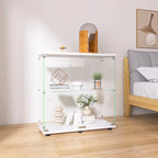 Vitrine en verre à deux portes avec 2 étagères, présentoir sur pied, 31,69L x 35,35H
