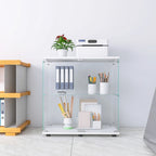 Vitrine en verre à deux portes avec 2 étagères, présentoir sur pied, 31,69L x 35,35H