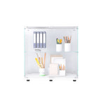 Vitrine en verre à deux portes avec 2 étagères, présentoir sur pied, 31,69L x 35,35H