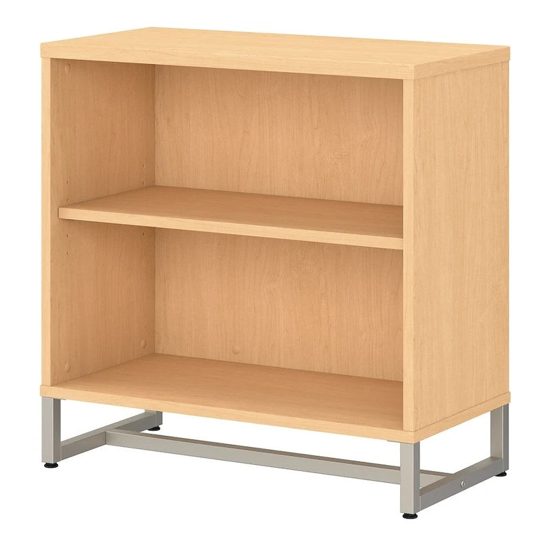 Meuble Bibliothèque 2 Étagères avec Étagère Réglable, Style Mid-Century Moderne