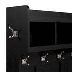Portemanteau d'entrée et banc à chaussures avec tiroirs, patères et étagères casiers