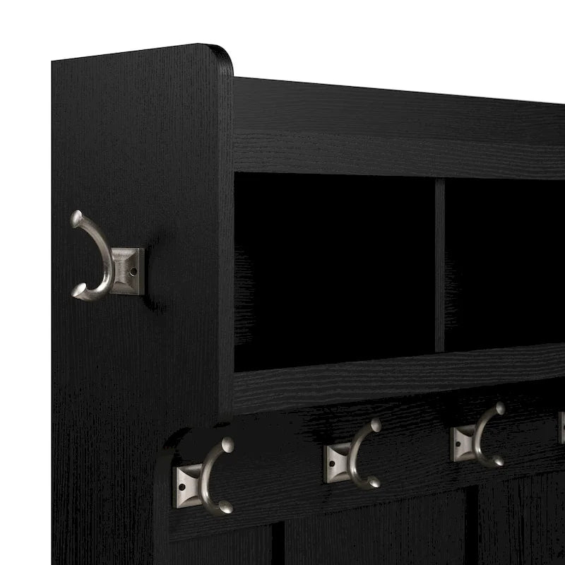 Portemanteau d'entrée et banc à chaussures avec tiroirs, patères et étagères casiers