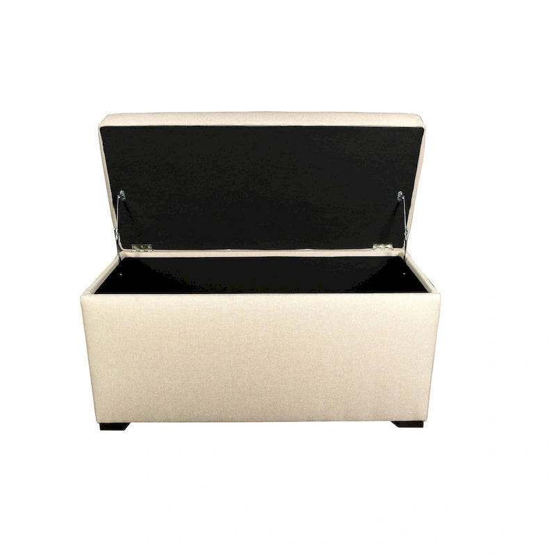 Banc de rangement capitonné à 8 boutons, finition espresso, beige/gris/marron