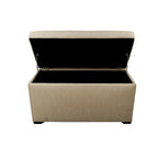 Banc de rangement capitonné à 8 boutons, finition espresso, beige/gris/marron