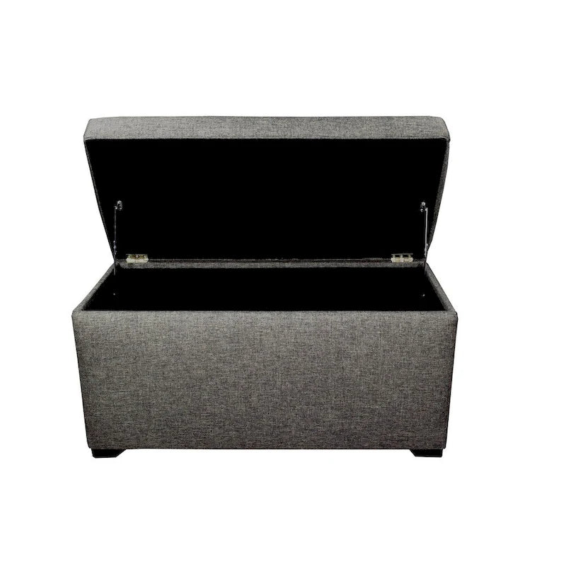Banc de rangement capitonné à 8 boutons, finition espresso, beige/gris/marron